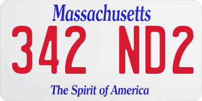 MA license plate 342ND2
