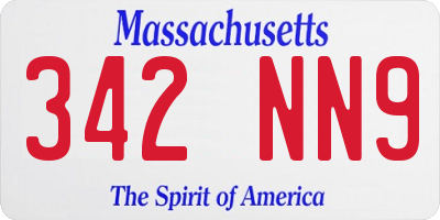 MA license plate 342NN9