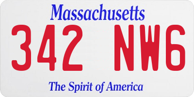 MA license plate 342NW6