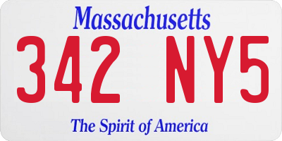 MA license plate 342NY5