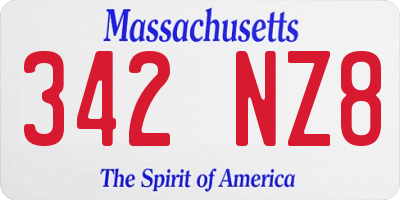 MA license plate 342NZ8