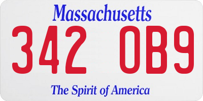 MA license plate 342OB9