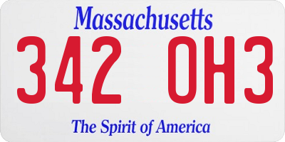 MA license plate 342OH3