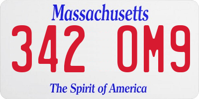 MA license plate 342OM9