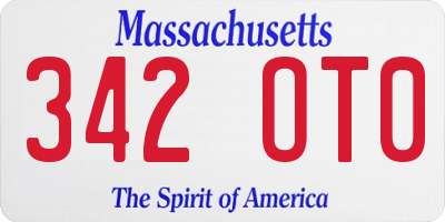 MA license plate 342OT0