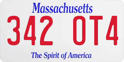 MA license plate 342OT4