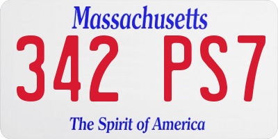MA license plate 342PS7