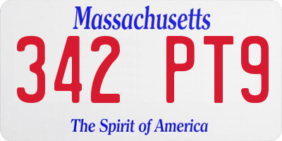 MA license plate 342PT9