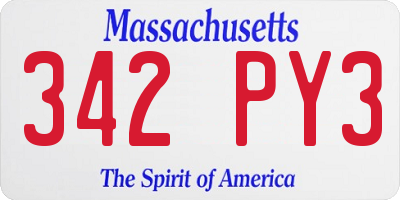 MA license plate 342PY3