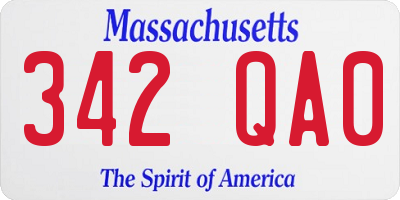 MA license plate 342QA0