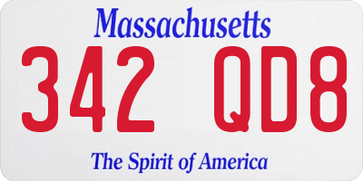 MA license plate 342QD8