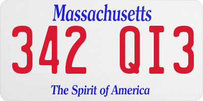 MA license plate 342QI3