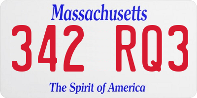 MA license plate 342RQ3