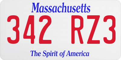 MA license plate 342RZ3