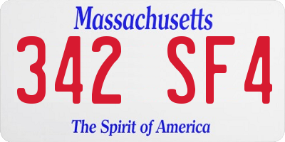 MA license plate 342SF4