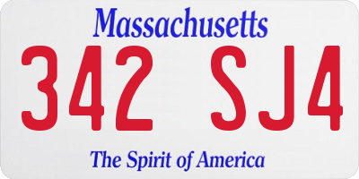 MA license plate 342SJ4
