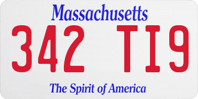 MA license plate 342TI9