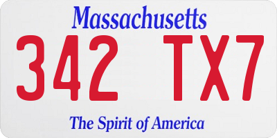 MA license plate 342TX7