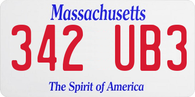 MA license plate 342UB3