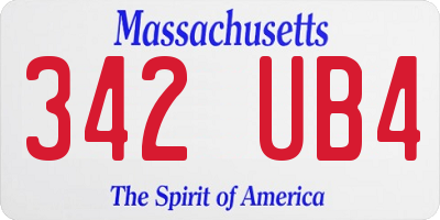 MA license plate 342UB4