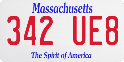 MA license plate 342UE8