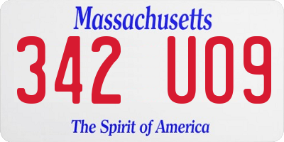 MA license plate 342UO9