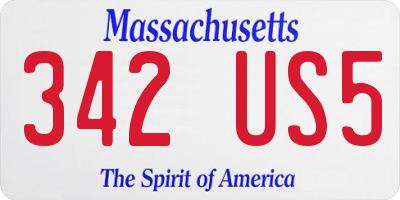 MA license plate 342US5