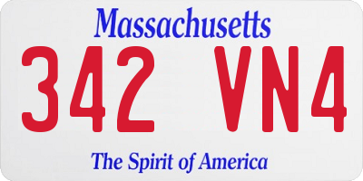 MA license plate 342VN4