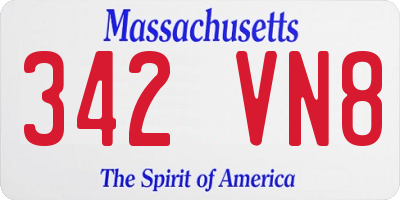MA license plate 342VN8