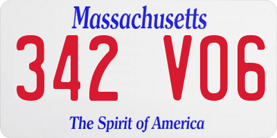 MA license plate 342VO6