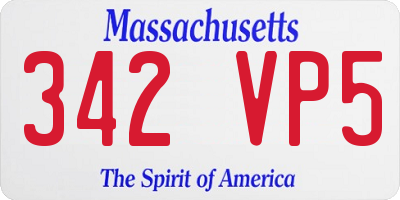 MA license plate 342VP5