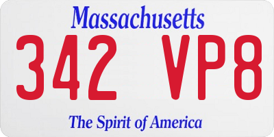 MA license plate 342VP8