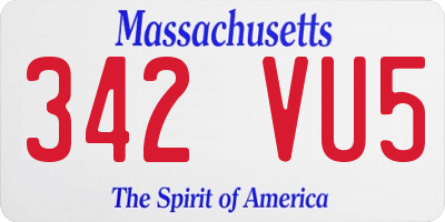 MA license plate 342VU5