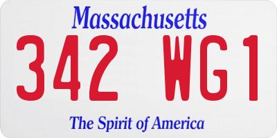 MA license plate 342WG1