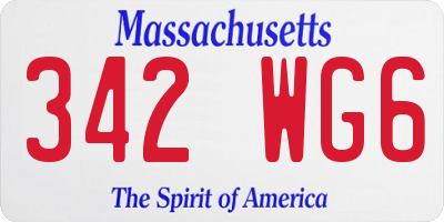 MA license plate 342WG6