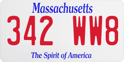 MA license plate 342WW8