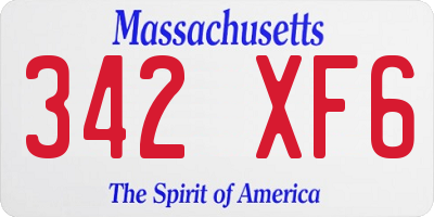 MA license plate 342XF6