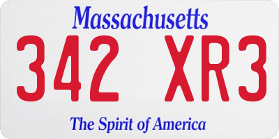 MA license plate 342XR3