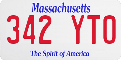 MA license plate 342YT0