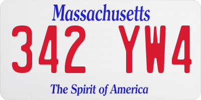 MA license plate 342YW4