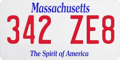 MA license plate 342ZE8