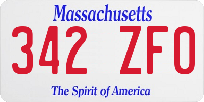 MA license plate 342ZF0