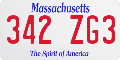 MA license plate 342ZG3