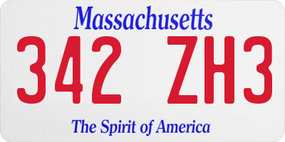 MA license plate 342ZH3
