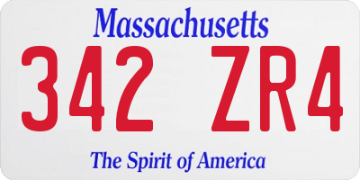 MA license plate 342ZR4