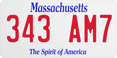 MA license plate 343AM7
