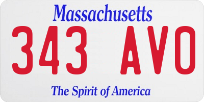 MA license plate 343AV0