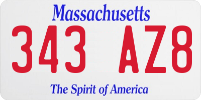MA license plate 343AZ8