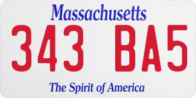 MA license plate 343BA5
