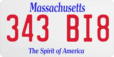 MA license plate 343BI8
